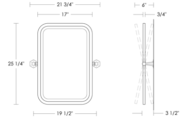 Galley Pivoting Mirror with Hex Brackets